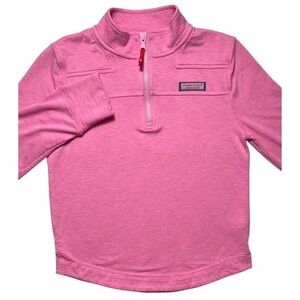 Vineyard Vines Womens Sz M  Dreamcloth Shep Crop Top Shirt LS 1/4 Zip Pink-1667
